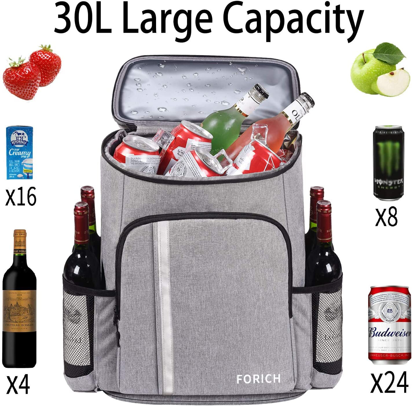 Insulated Leakproof Backpack Cooler Bag for Men and Women - 30 Can Capacity