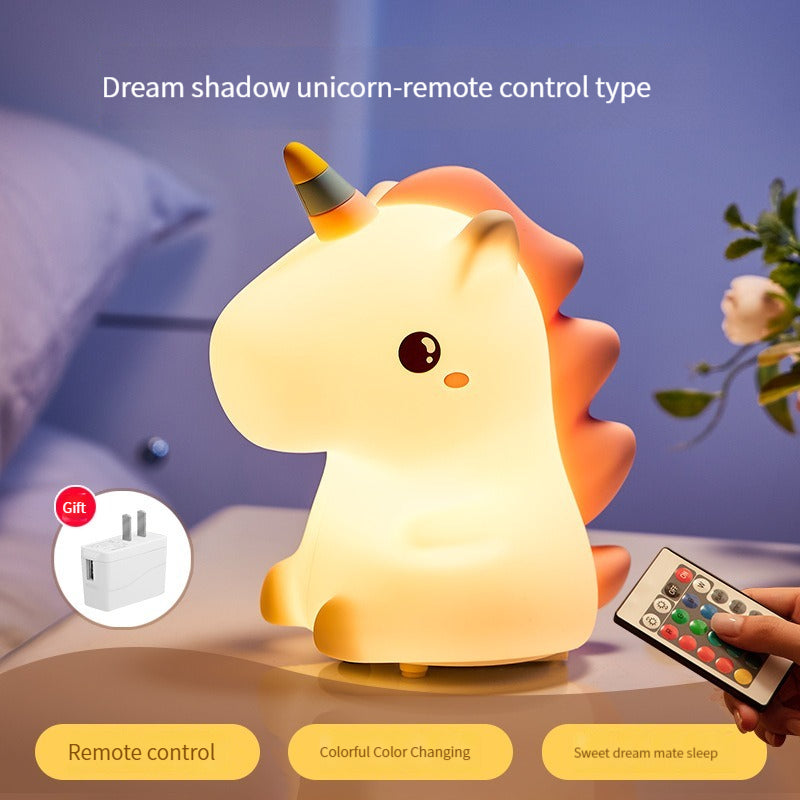 LED Cartoon Unicorn Night Light charger and remote control 