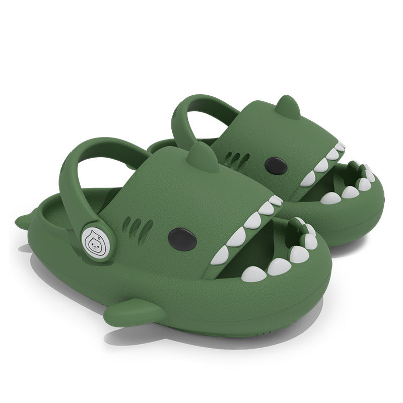 Dark Green Kids Summer Shark Sandals