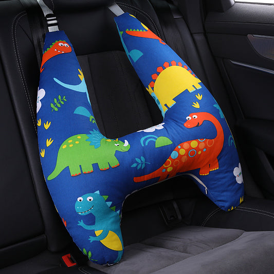 blue H Shape Dinosaur Car Headrest Pillow