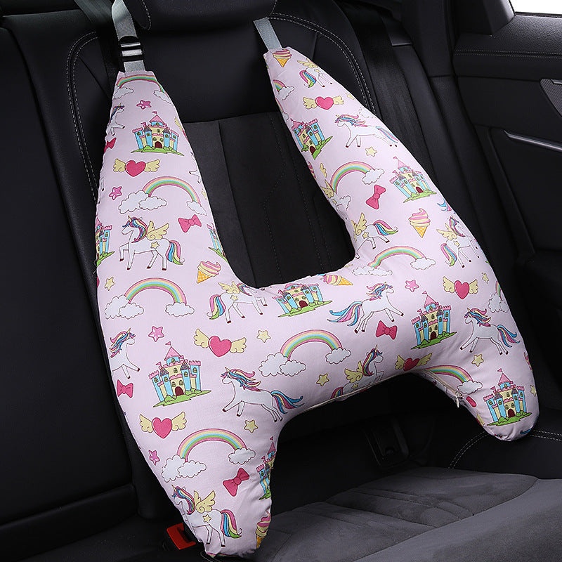 pink H unicorn  Car Headrest Pillow