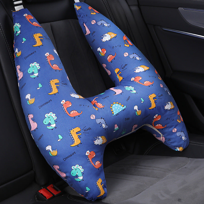 blue nave H Shape Dinosaur Car Headrest Pillow