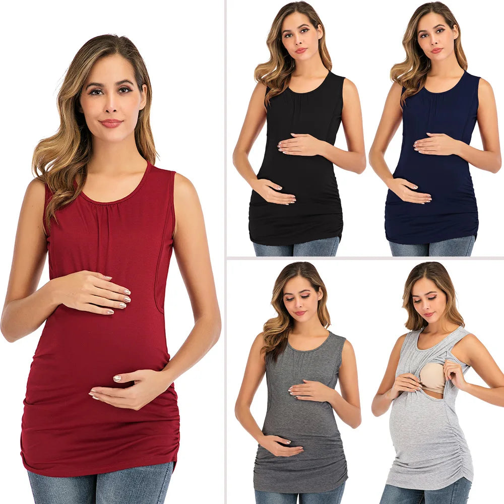 Nursing Pregnancy Lactation Tank Tops Sleeveless T-shirt