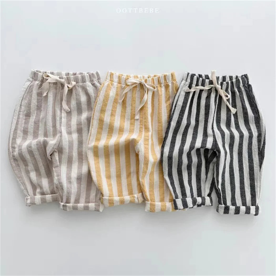 Vintage Linen Cotton Stripe Pants for Boys