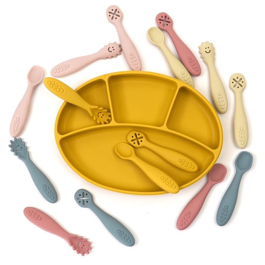 3PCS Silicone Spoon Fork For Baby Utensils Set