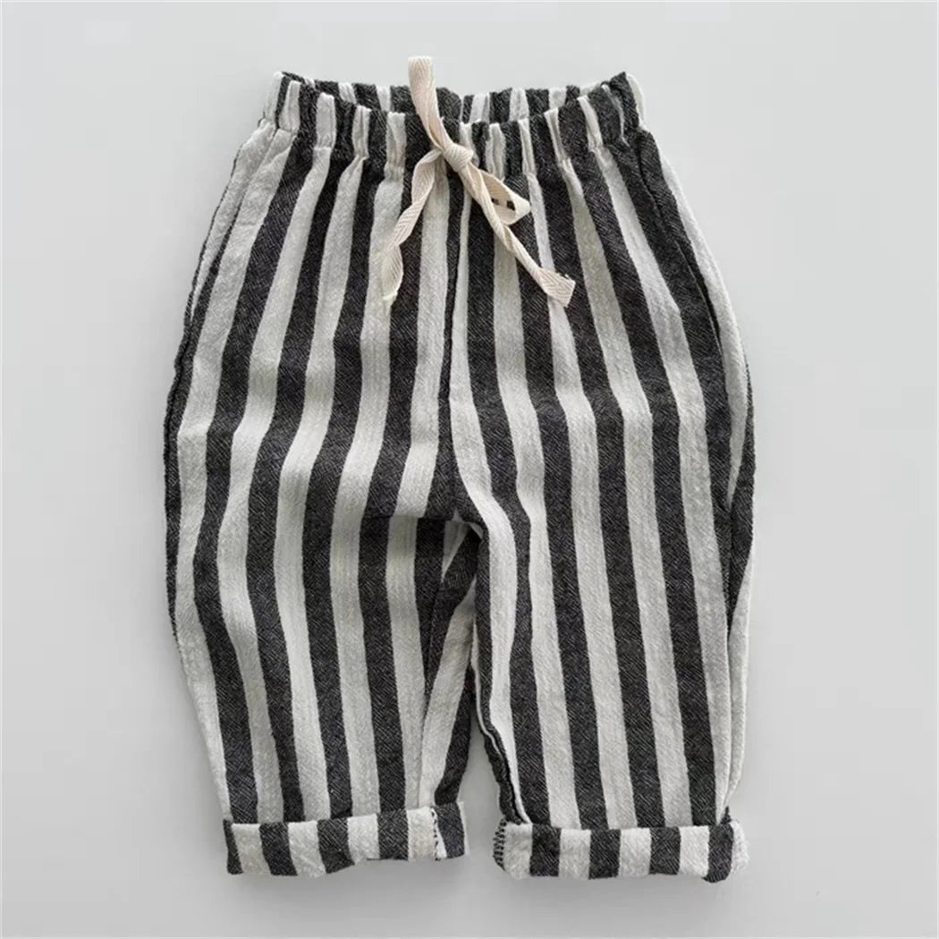 Vintage Linen Cotton Stripe Pants for Boys