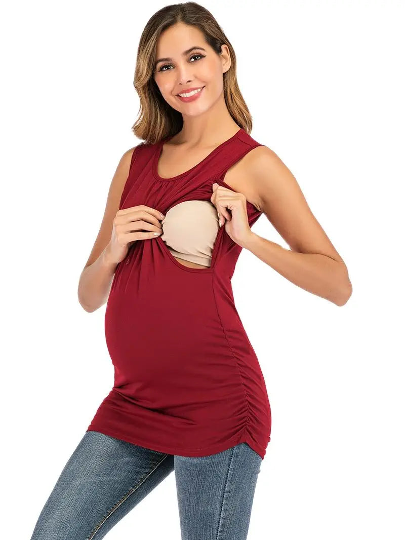 Nursing Pregnancy Lactation Tank Tops Sleeveless T-shirt