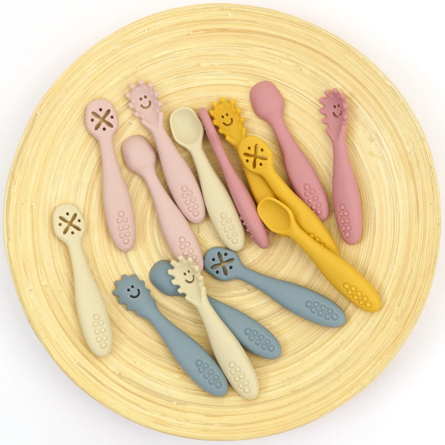 3PCS Silicone Spoon Fork For Baby Utensils Set