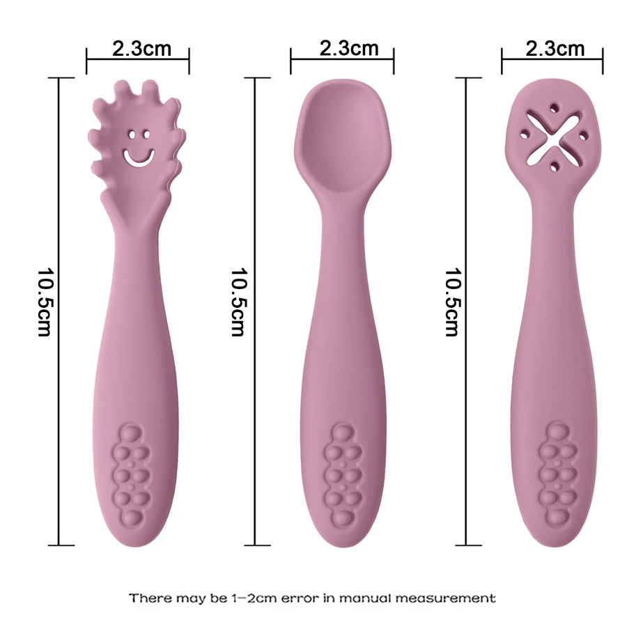 3PCS Silicone Spoon Fork For Baby Utensils Set