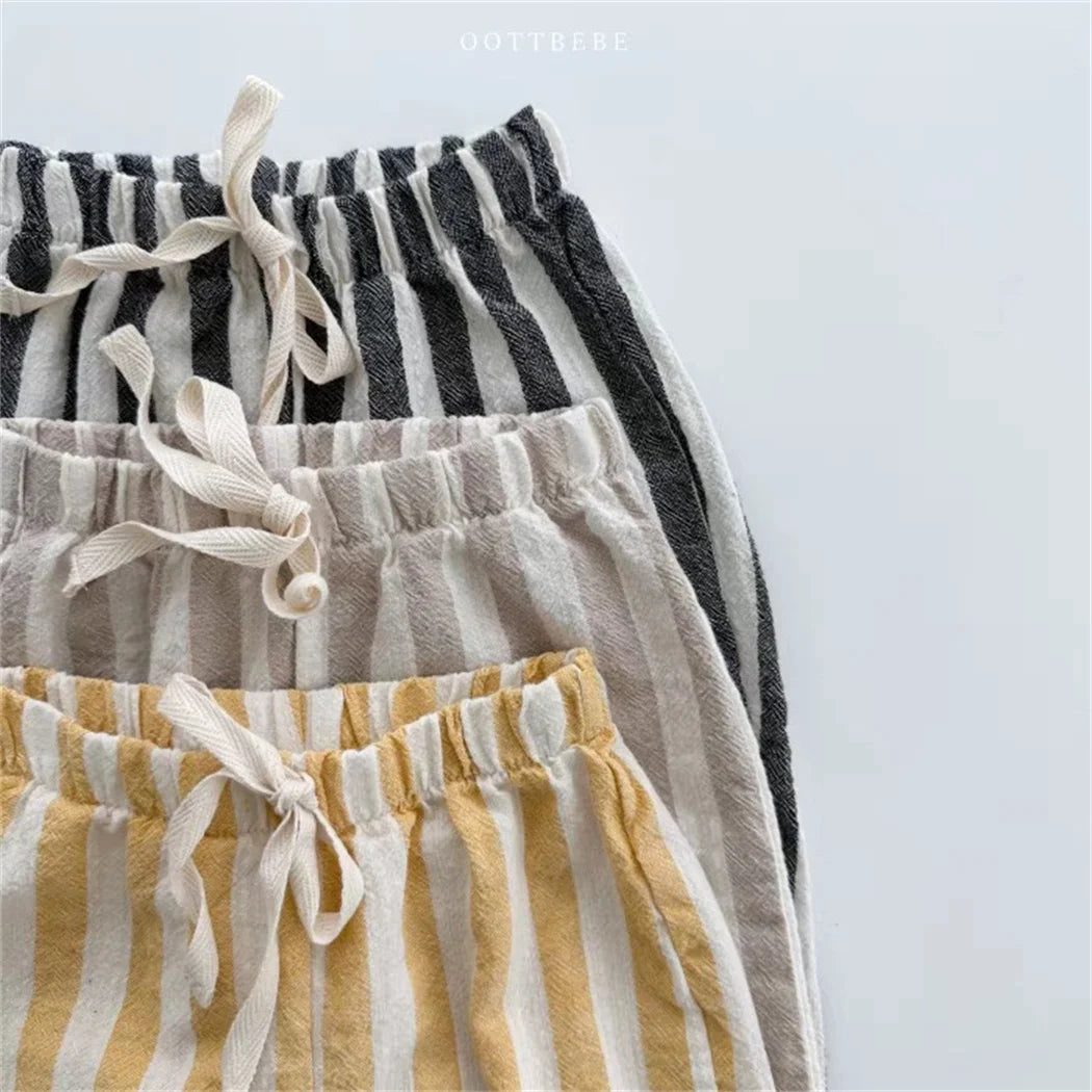 Vintage Linen Cotton Stripe Pants for Boys