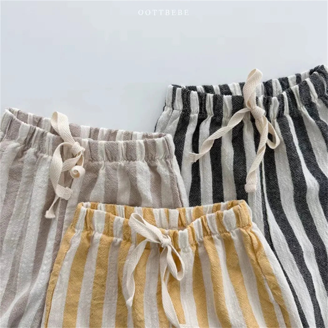 Vintage Linen Cotton Stripe Pants for Boys