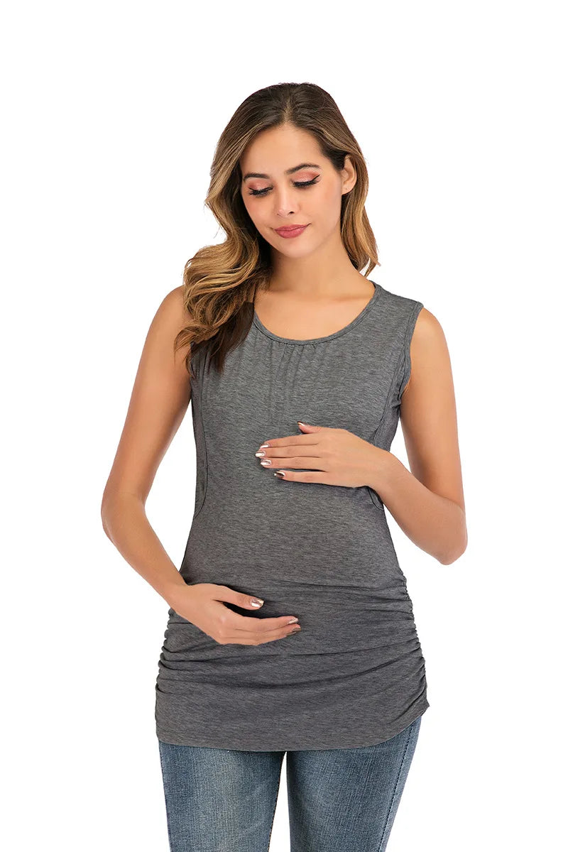 Nursing Pregnancy Lactation Tank Tops Sleeveless T-shirt