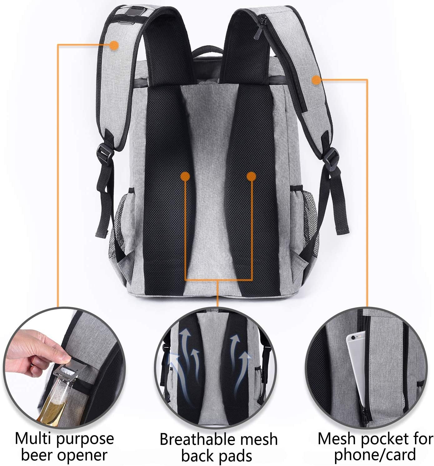 Insulated Leakproof Backpack Cooler Bag for Men and Women - 30 Can Capacity